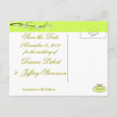 Carte Postale Faire-part fleurs de pommier Granny Smith sauvent la date/cou (Dos)