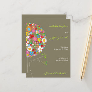 Carte Postale Faire-part Fleurs de printemps Pop Tree Whimsical Enregistrer