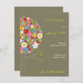 Carte Postale Faire-part Fleurs de printemps Pop Tree Whimsical Enregistrer (Devant / Derrière)
