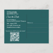 Carte Postale Faire-part Fleurs de rose vert/blanc sur papier à motif vert  (Dos)