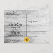 Carte Postale Faire-part Fleurs de soleil en bois blanc rustique Sauvez la  (Dos)