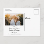 Carte Postale Faire-part Fleurs de soleil et bottes rustiques sauvez la dat (Dos)