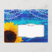 Carte Postale Faire-part Fleurs de soleil et lumières de fée Bleu Enregistr (Dos)