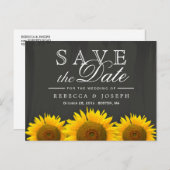 Carte Postale Faire-part Fleurs de soleil rustiques élégant tableau de bord (Devant / Derrière)