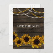 Carte Postale Faire-part Fleurs de soleil rustiques Pays Grange Bois Enregi (Devant / Derrière)