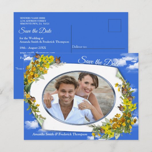 Carte Postale Faire-part Fleurs de tasse à beurre de printemps (Devant / Derrière)