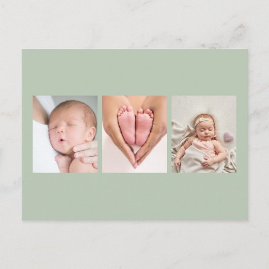 Carte Postale Faire-part Fleurs de verdure 4 Photo Naissance de bébé (Dos)