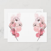 Carte Postale Faire-part Fleurs d'encre d'alcool rose (Devant / Derrière)