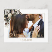 Carte Postale Faire-part Fleurs d'hiver chic PHOTO enregistrer la date mari (Devant)
