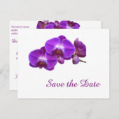 Carte Postale Faire-part Fleurs d'orchidée violette élégantes enregistrer l (Devant / Derrière)