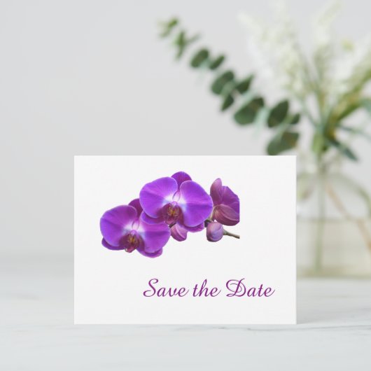 Carte Postale Faire-part Fleurs d'orchidée violette élégantes enregistrer l (Debout devant)