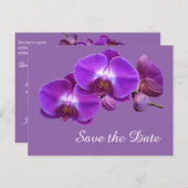 Carte Postale Faire-part Fleurs d'orchidée violette élégantes pour sauver l (Devant / Derrière)