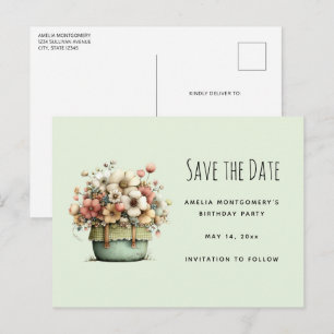 Carte Postale Faire-part Fleurs en pot Cozy Style Shabby Chic