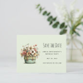 Carte Postale Faire-part Fleurs en pot Cozy Style Shabby Chic (Debout devant)