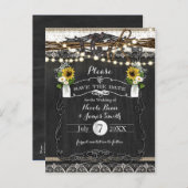 Carte Postale Faire-part Fleurs et fer à cheval rustiques Mariage Enregistr (Devant / Derrière)