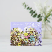 Carte Postale Faire-part Fleurs et Feuilles pour Sauvegarder la Date (Debout devant)