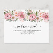 Carte Postale Faire-part Fleurs florales blanches roses Script Moving (Devant)