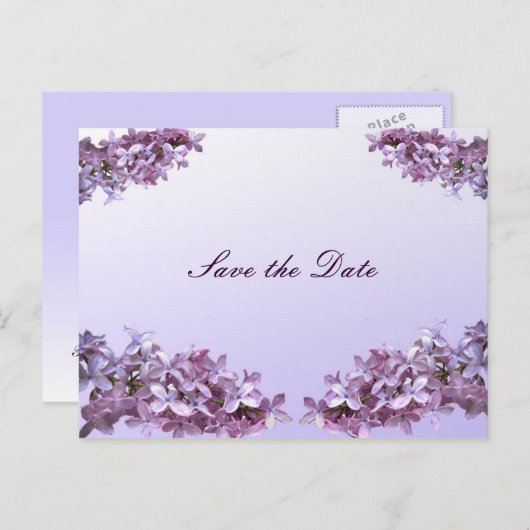 Carte Postale Faire-part Fleurs florales Lilac Enregistrer la date (Devant / Derrière)