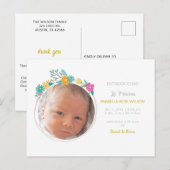 Carte Postale Faire-part Fleurs Florales Mignonne Fille Photo Annonce Naiss (Devant / Derrière)