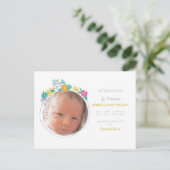 Carte Postale Faire-part Fleurs Florales Mignonne Fille Photo Annonce Naiss (Debout devant)