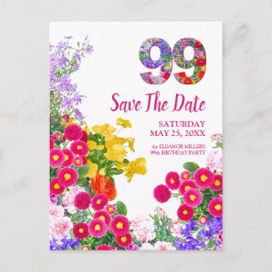 Carte Postale Faire-part Fleurs florales pour le 99e anniversaire, moderne,