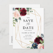 Carte Postale Faire-part Fleurs géométriques de l'automne de Bourgogne Enre (Devant / Derrière)