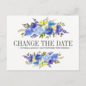 Carte Postale Faire-part Fleurs Jaunes Bleues Bleues Bleues MARIAGE MODIFIE (Devant)