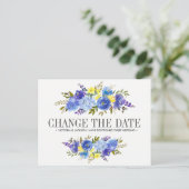 Carte Postale Faire-part Fleurs Jaunes Bleues Bleues Bleues MARIAGE MODIFIE (Debout devant)