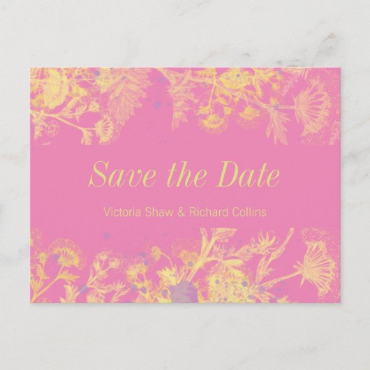 Carte Postale Faire-part Fleurs Jaunes Peintes (Devant)