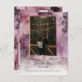 Carte Postale Faire-part Fleurs lunatiques Join Script avec photo Purple He (Devant / Derrière)