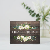 Carte Postale Faire-part Fleurs MARIAGE de bois CHANGER LA DATE POSTPONEMEN (Debout devant)