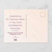 Carte Postale Faire-part Fleurs modernes pour 50 ans fête des 50 ans (Dos)