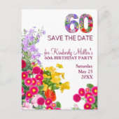 Carte Postale Faire-part Fleurs modernes pour les 60 ans fête 60 ans (Devant)