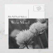 Carte Postale Faire-part Fleurs noires et blanches Nouvelle adresse (Devant / Derrière)
