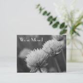 Carte Postale Faire-part Fleurs noires et blanches Nouvelle adresse (Debout devant)