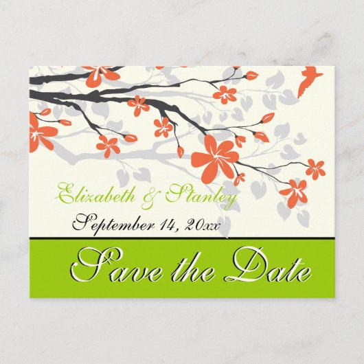 Carte Postale Faire-part Fleurs orange citron vert mariage Enregistrer la d (Devant)