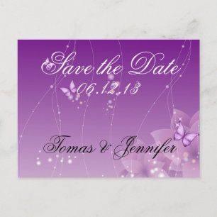 Carte Postale Faire-part Fleurs papillon et violet