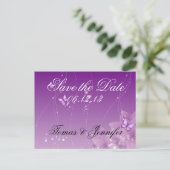 Carte Postale Faire-part Fleurs papillon et violet (Debout devant)