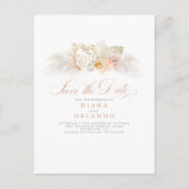 Carte Postale Faire-part Fleurs Pastel doux Pampas Grass Enregistrer la dat (Devant)