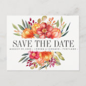 Carte Postale Faire-part Fleurs peintes Mariage orange enregistrer la date (Devant)