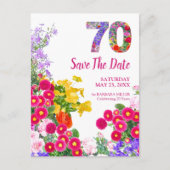Carte Postale Faire-part Fleurs pour 70e anniversaire – Création de jardin (Devant)
