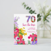 Carte Postale Faire-part Fleurs pour 70e anniversaire – Création de jardin (Debout devant)