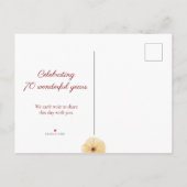 Carte Postale Faire-part Fleurs pour 70e anniversaire – Élégant design à fl (Dos)
