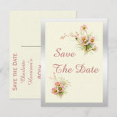 Carte Postale Faire-part Fleurs printanières chic 80e anniversaire Sauvegar (Devant / Derrière)