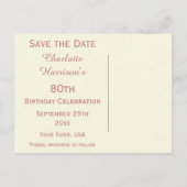 Carte Postale Faire-part Fleurs printanières chic 80e anniversaire Sauvegar (Dos)