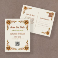 Fleurs Rétro | Code QR Mariage Économisez la Date