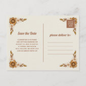 Carte Postale Faire-part Fleurs rétro | Code QR Mariage Enregistrer la date (Dos)