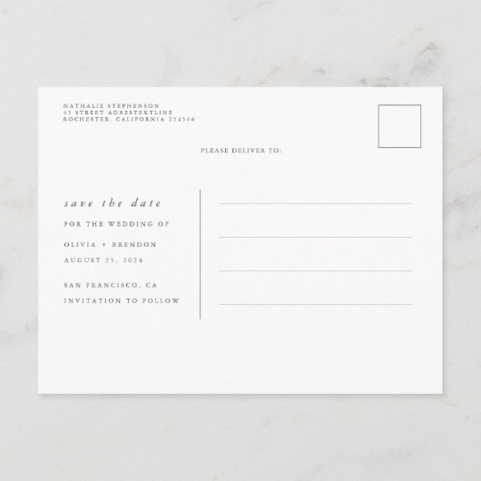 Carte Postale Faire-part Fleurs Rose Clair Élégant Enregistrer La Date (Dos)