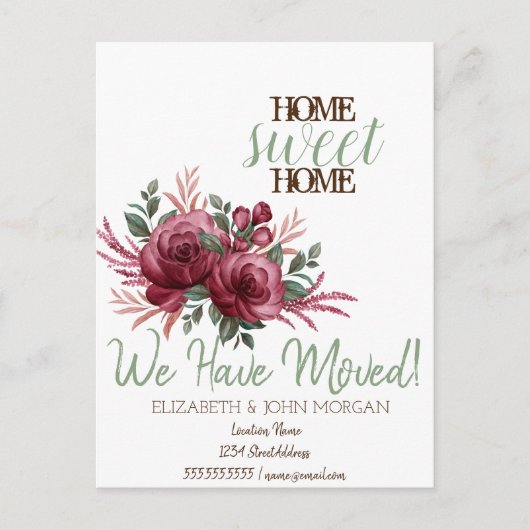 Carte Postale Faire-part Fleurs Roses Maison Douce Maison (Devant)