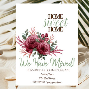 Carte Postale Faire-part Fleurs Roses Maison Doux chez soi